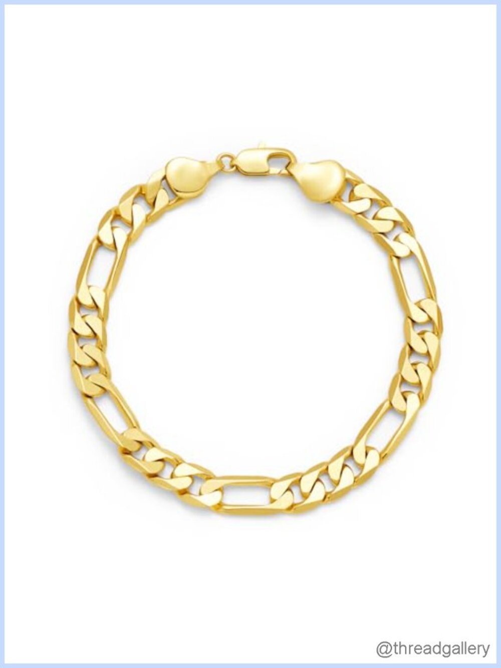 14K Gold Filled Figaro Chain Bracelet Hypoallergenic 7mm Links Unisex